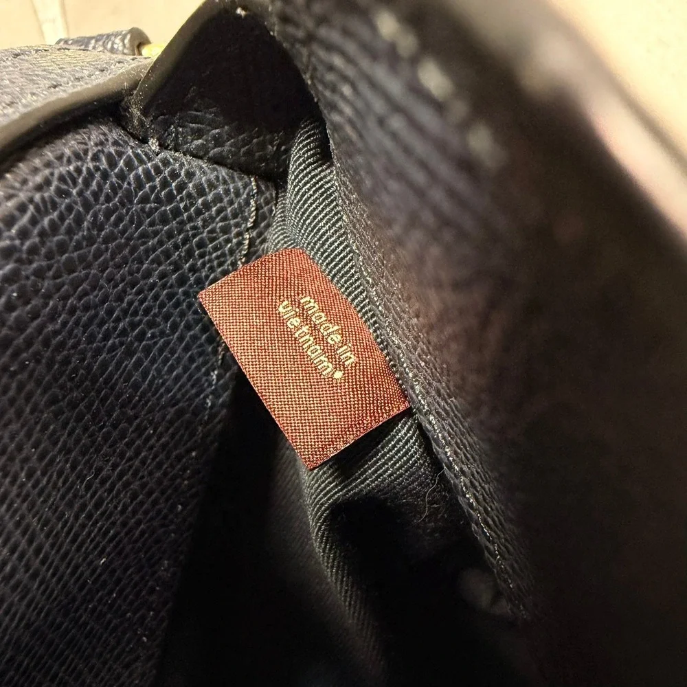 Coach Lillie Carryall Satchel Crossgrain Leather Dark Navy Gold Hardware 91493